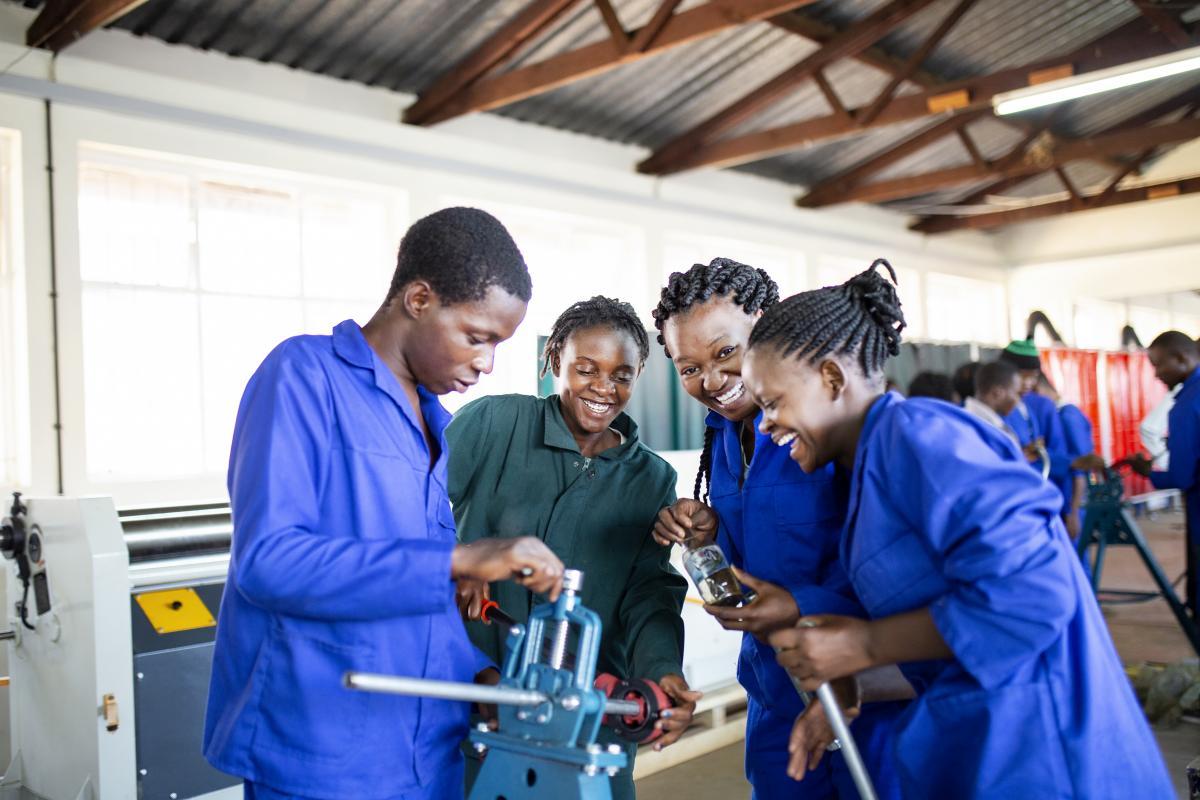 Young people participating in a skills development session